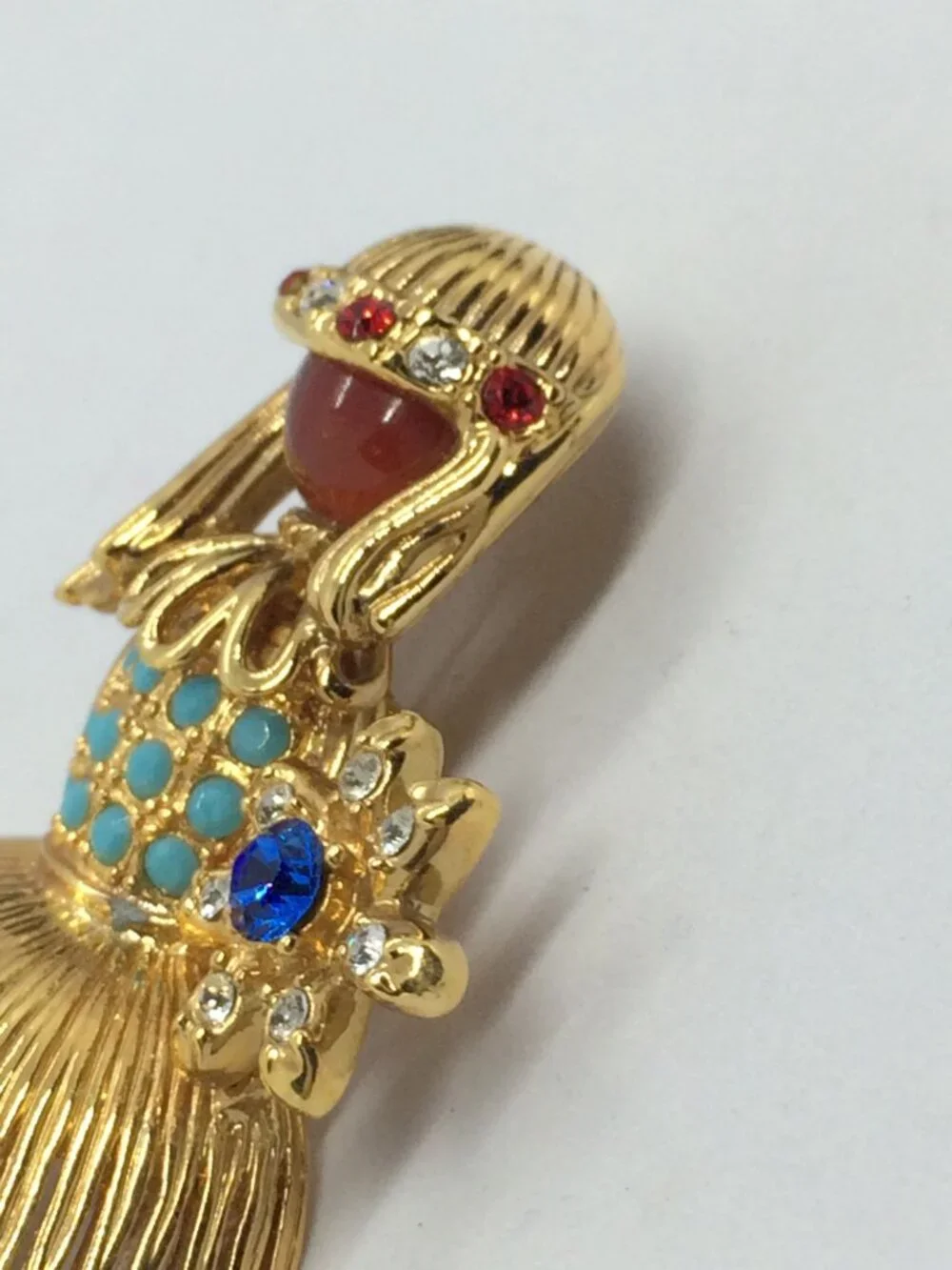 VINTAGE JBK BROOCH Ballerina Camrose Cross Figural Rhinestone Gold Tone